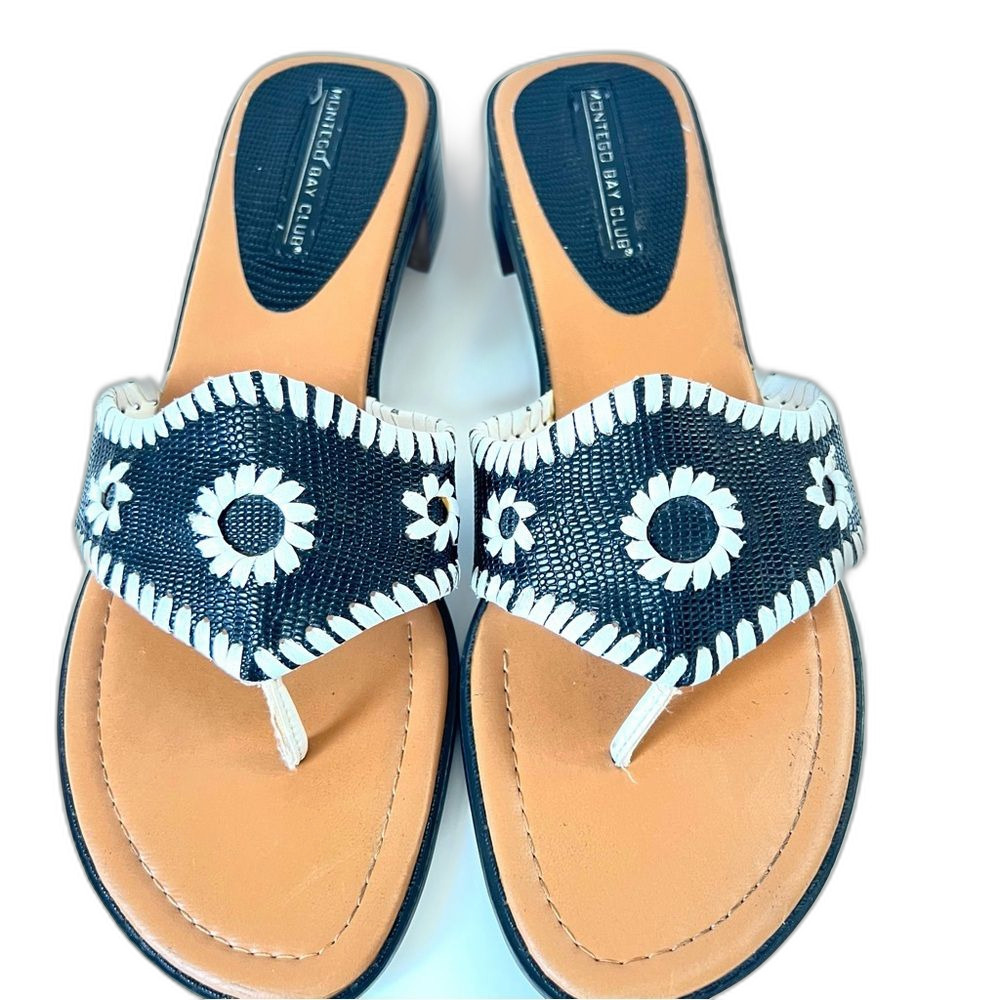 Montego Bay Club Women's Black and White Boho Southwestern Sandals Size 8.5 - Picture 4 of 14